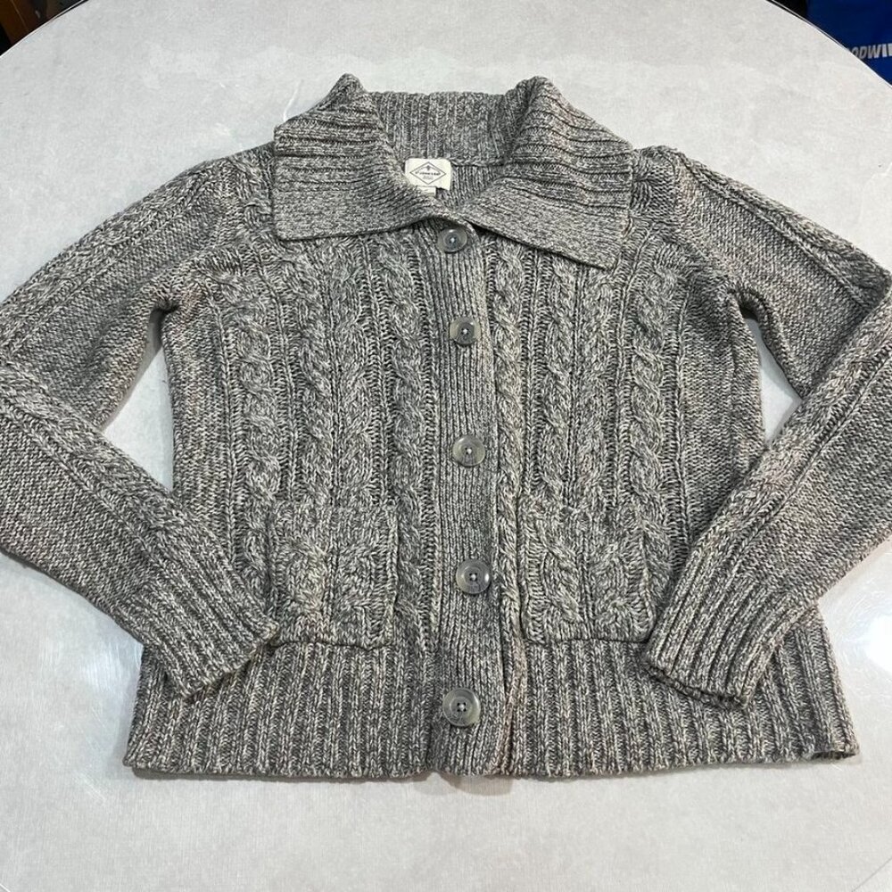 St. John’s Bay Cable Knit Button Cardigan Sweater Gray M - Picture 2 of 10